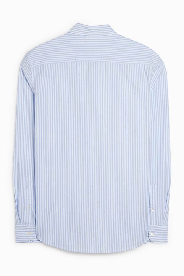 Heren - Overhemd - regular fit - button down - gestreept - blauw / wit