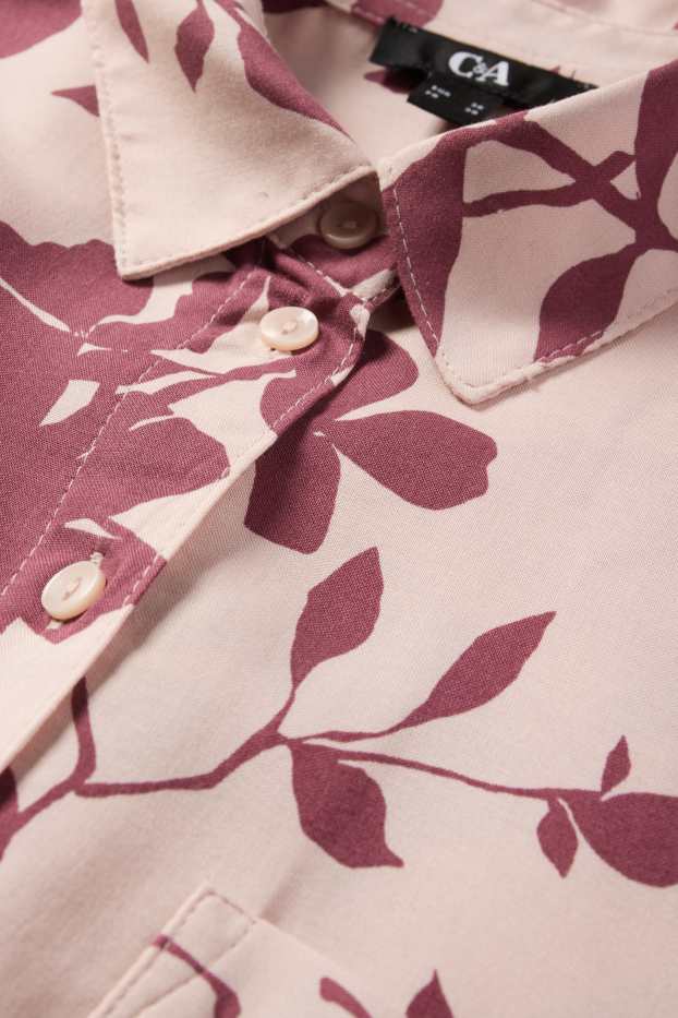 Damen - Bluse - geblümt - rosa / rot