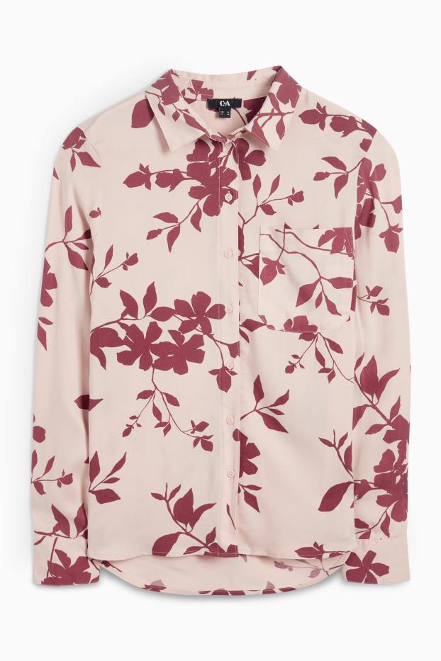 Damen - Bluse - geblümt - rosa / rot