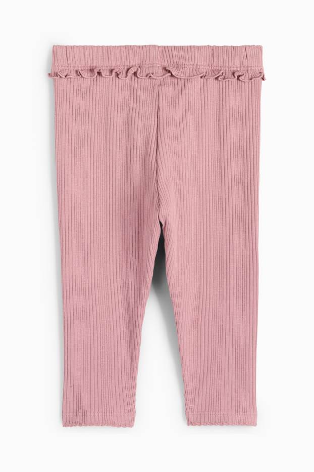 Bébés filles - Cerise - leggings bébé - finition côtelée - rose foncé