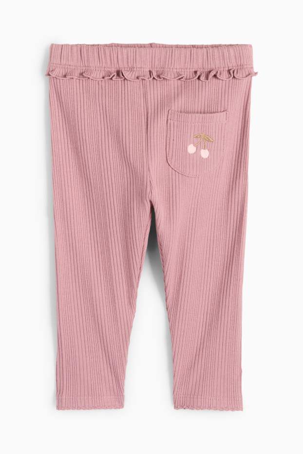 Bébés filles - Cerise - leggings bébé - finition côtelée - rose foncé