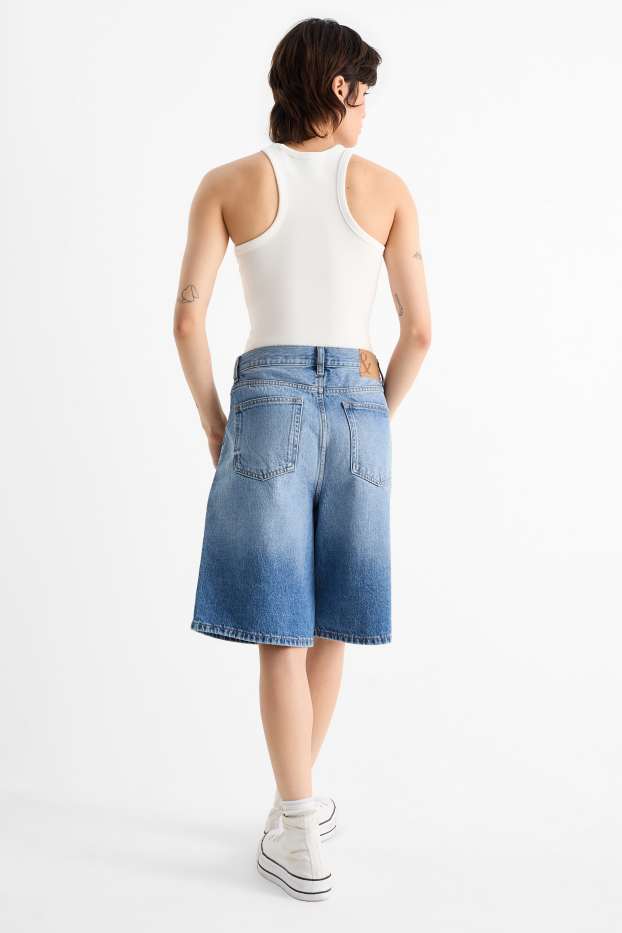 Damen - Jorts - Mid Waist - jeansblau