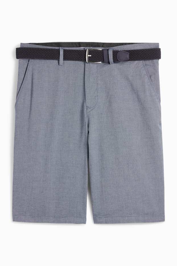 Heren - Korte broek met riem - grijs