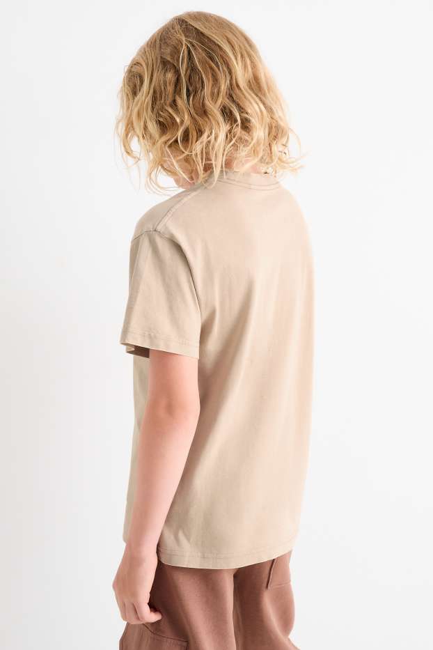 Kinder Buben - Skater-Skelett - Kurzarmshirt - beige