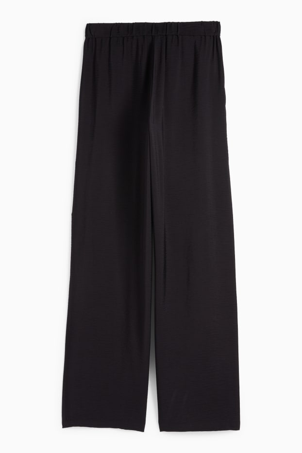 Dames - Pantalon - high waist - wide leg - zwart
