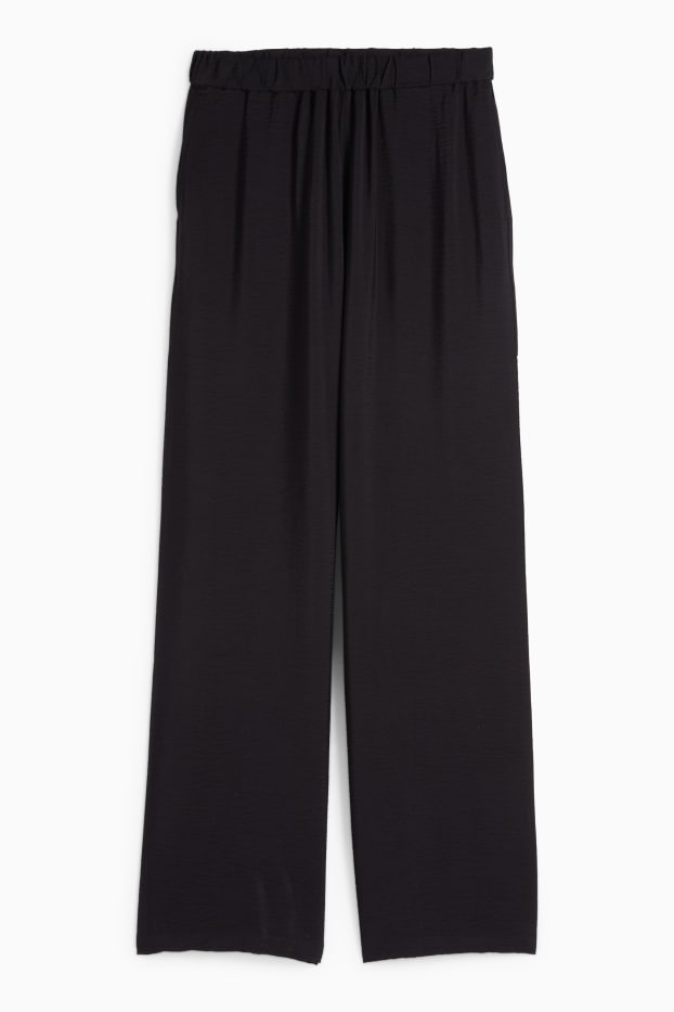 Dames - Pantalon - high waist - wide leg - zwart