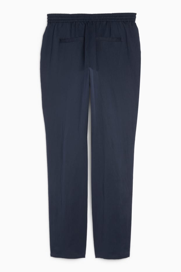 Dames - Pantalon - mid waist - tapered fit - donkerblauw