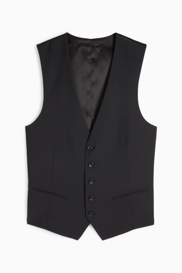 Herren - Weste - Regular Fit - Flex - Schurwoll-Mix - schwarz