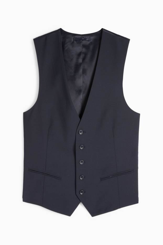Herren - Weste - Regular Fit - Flex - Schurwoll-Mix - dunkelblau