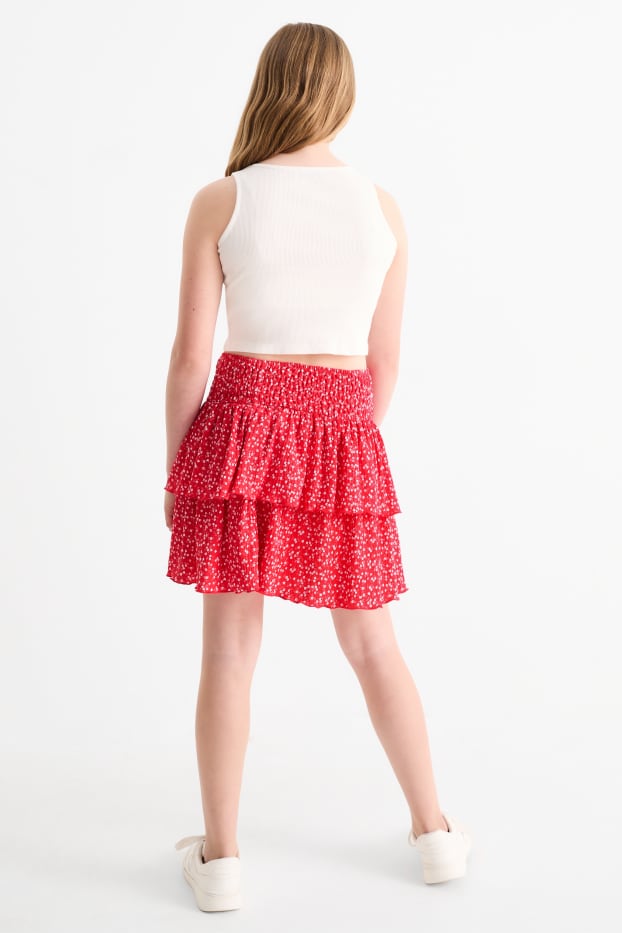 Bambine - Gonna - a fiori - rosso