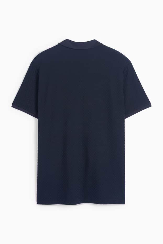 Uomo - Polo - tessuto tramato - blu scuro