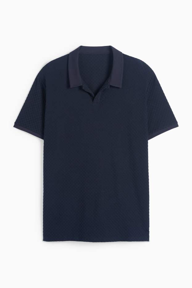 Uomo - Polo - tessuto tramato - blu scuro