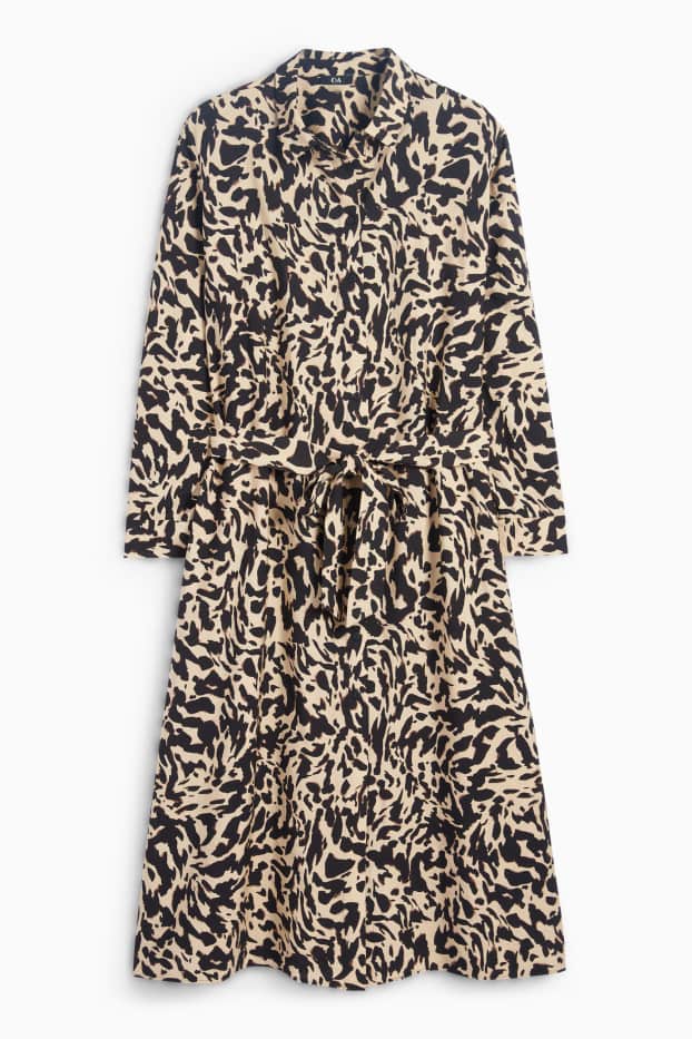 Mujer - Vestido camisero - estampado - beis