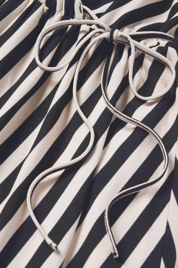 Damen - Wickelkleid - gestreift - schwarz / weiß