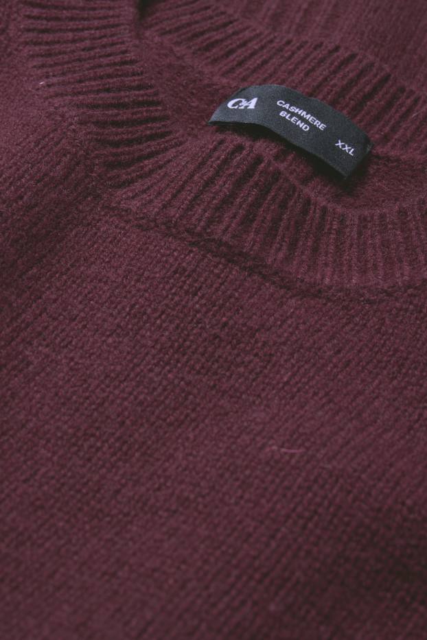 Damen - Pullover mit Kaschmir-Anteil - Woll-Mix - dunkelrot