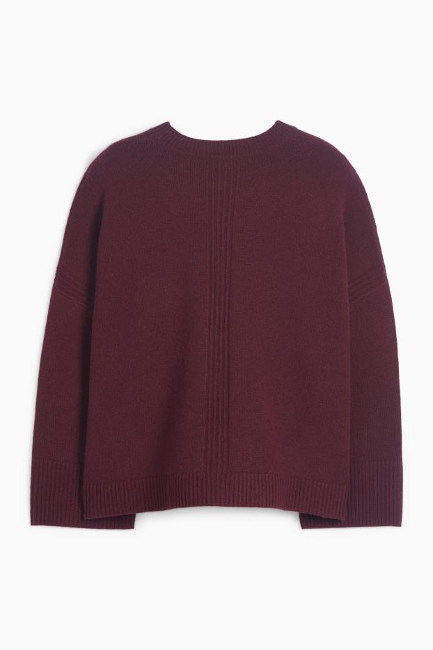 Damen - Pullover mit Kaschmir-Anteil - Woll-Mix - dunkelrot