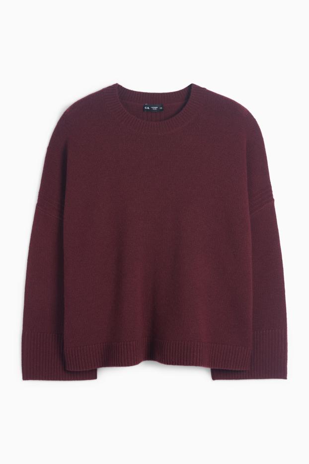 Damen - Pullover mit Kaschmir-Anteil - Woll-Mix - dunkelrot