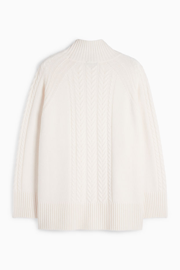Mujer - Jersey de cuello vuelto con cachemir - mezcla de lana - blanco