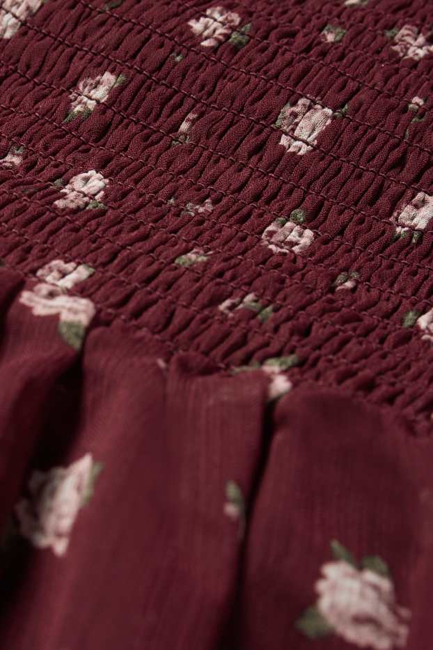 Kinderen: meisjes - Jurk van chiffon - gebloemd - bordeaux