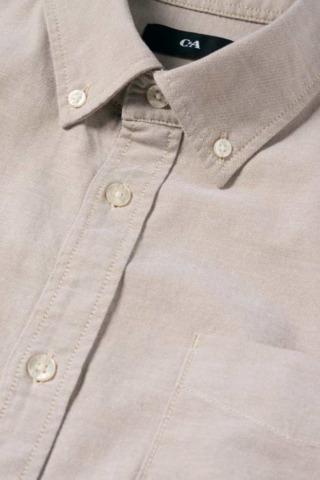 Hommes - Chemise - regular fit - col button-down - beige clair