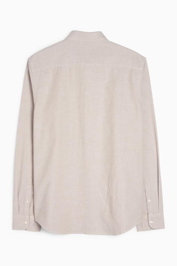 Hommes - Chemise - regular fit - col button-down - beige clair