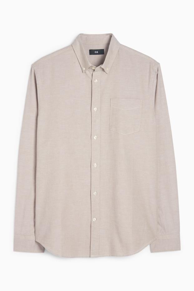 Hommes - Chemise - regular fit - col button-down - beige clair