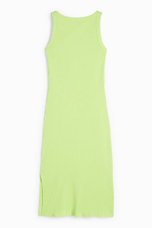 Kinder Mädchen - Herz - Kleid mit Strasssteinen - gerippt - hellgrün