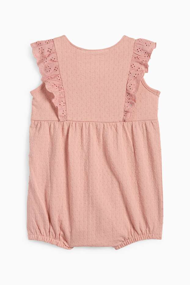 Bébés filles - Combinaison bébé - broderie anglaise - texturée - rose foncé
