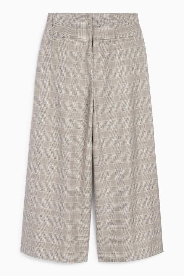 Kinder Mädchen - Stoffhose - kariert - beige