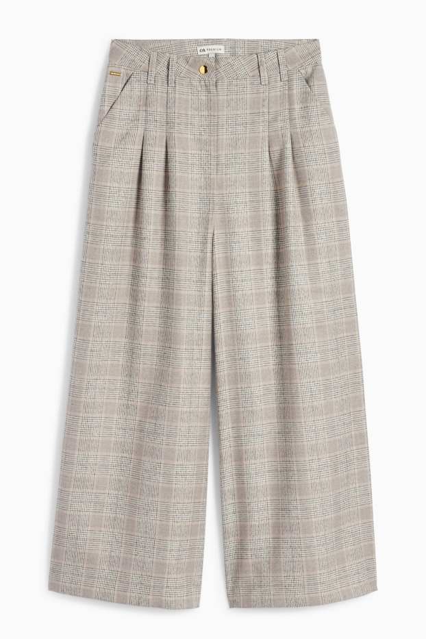 Kinder Mädchen - Stoffhose - kariert - beige