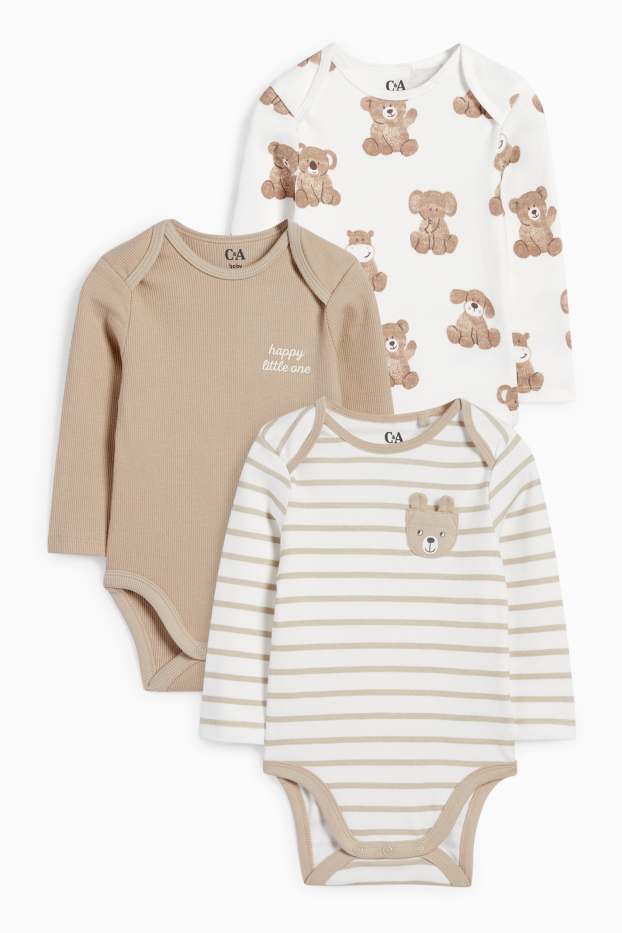 Unisex - Set van 3 - beertje - rompertje - beige