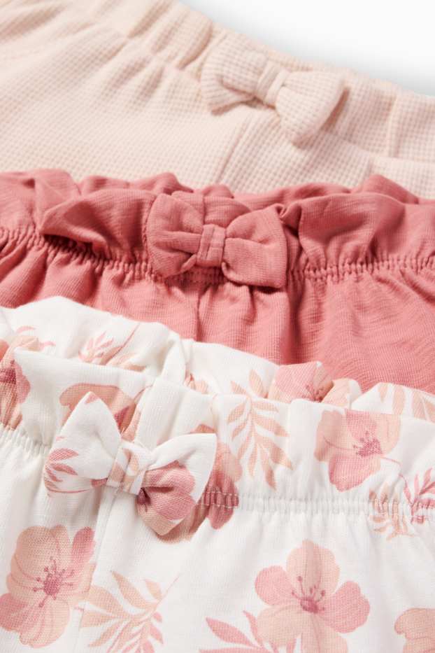 Baby Mädchen - Multipack 3er - Blümchen - Baby-Shorts - dunkelrosa