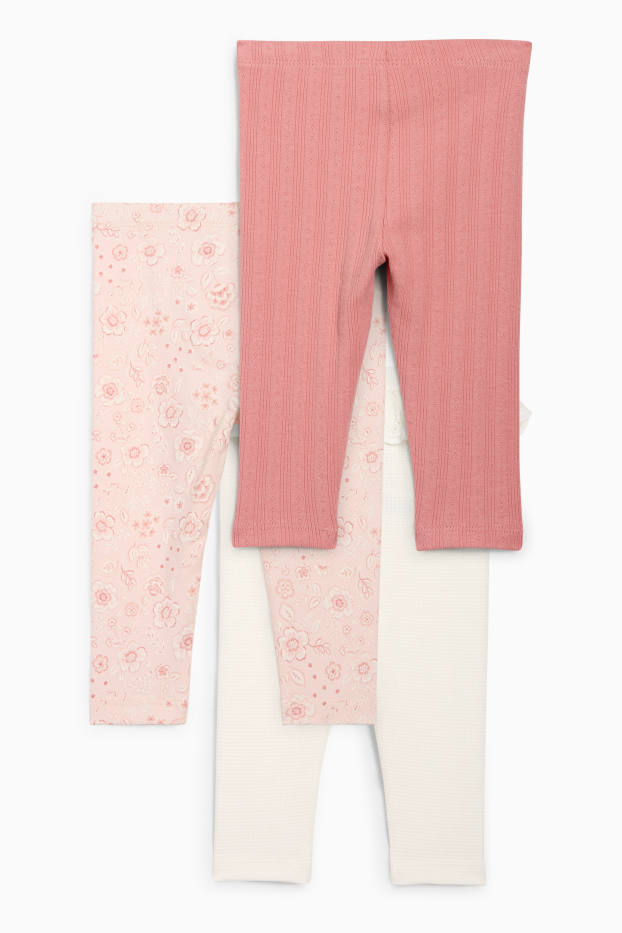 Nadó nena - Paquet de 3 - floretes - leggings per a nadó - rosa