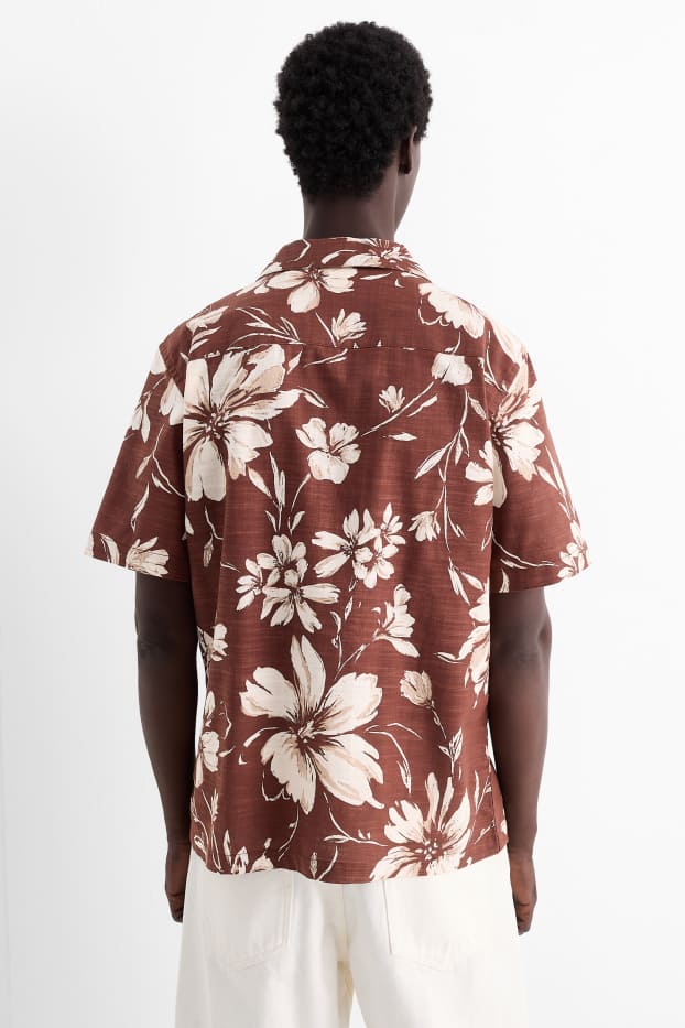 Herren - Hemd - Regular Fit - Reverskragen - gemustert - braun