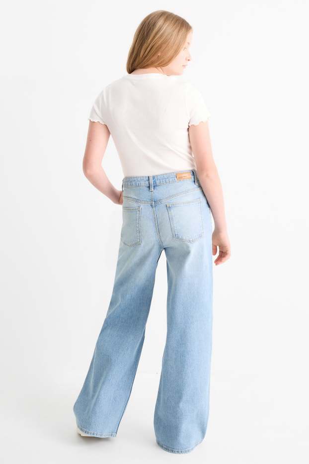 Kinderen: meisjes - Wide leg jeans - jeanslichtblauw