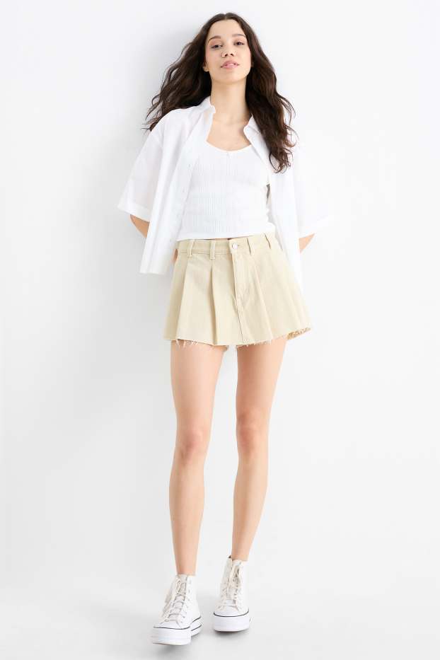 Femmes - Jupe-short en jean - beige clair