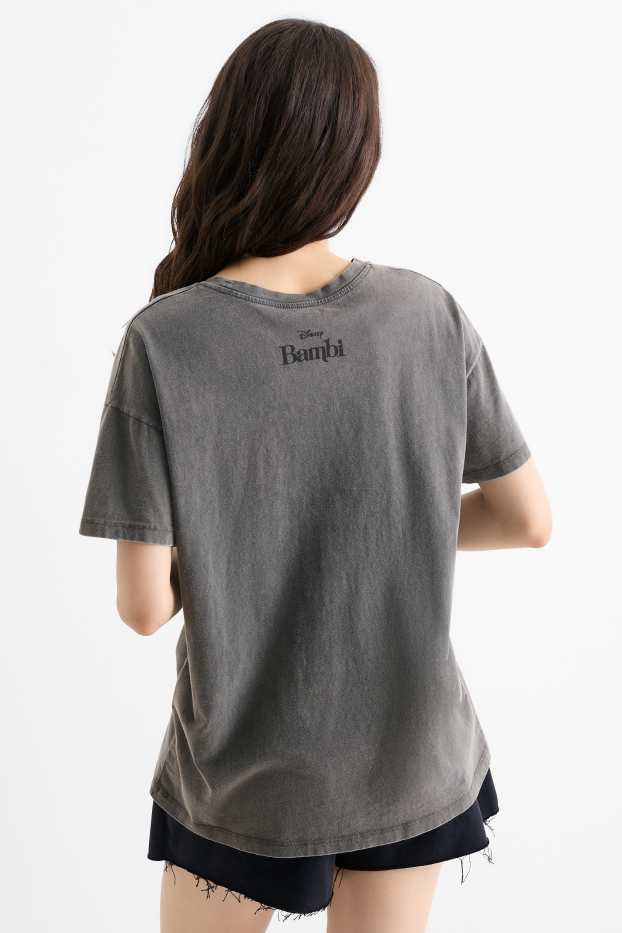 Dames - T-shirt - oversized - Bambi - donkergrijs-mélange