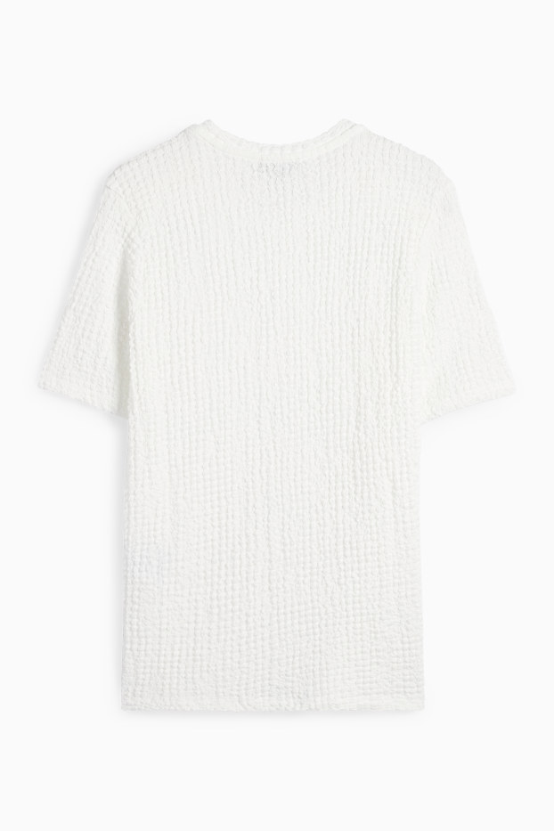 Femei - Tricou - regular fit - structurat - alb