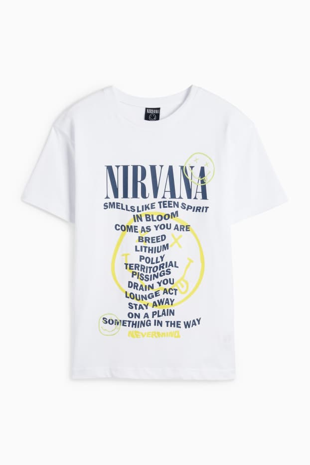 Bambini - Nirvana - maglia a maniche corte - bianco