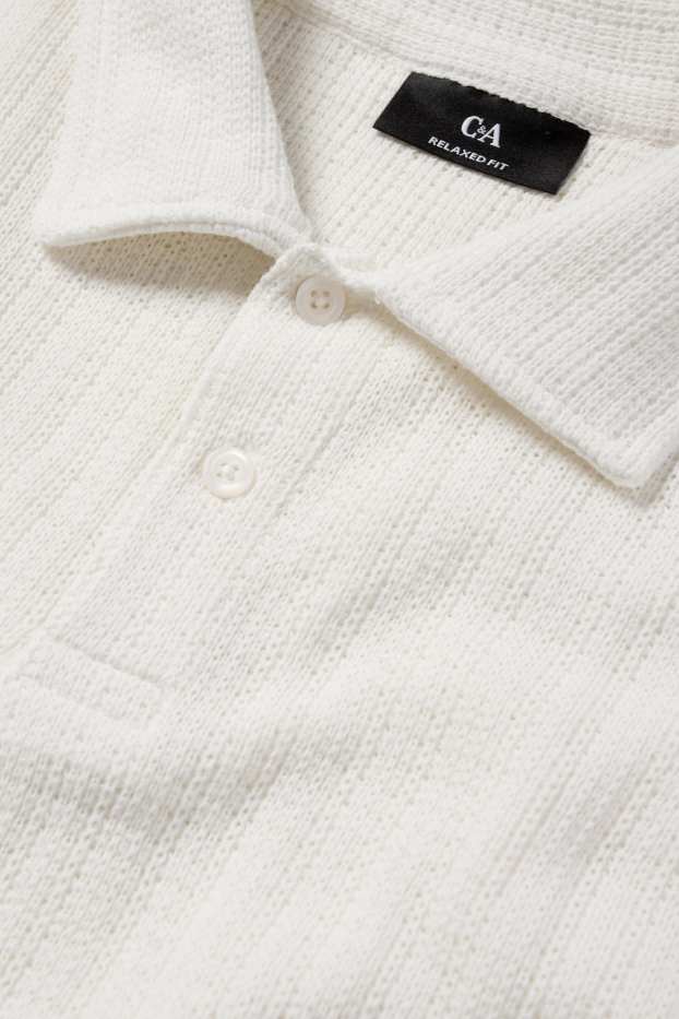 Hommes - Polo en maille - blanc crème