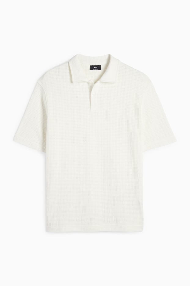 Hommes - Polo en maille - blanc crème