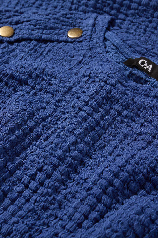 Mujer - Camiseta - regular fit - con textura - azul oscuro