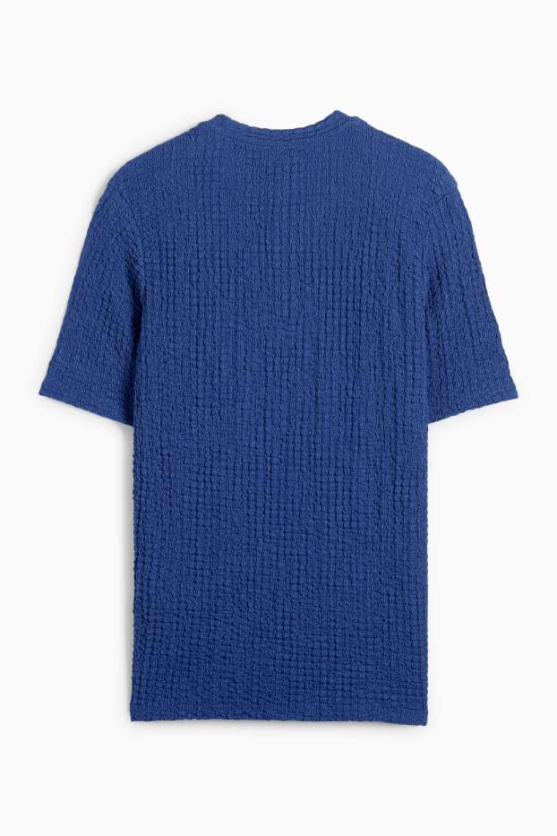 Mujer - Camiseta - regular fit - con textura - azul oscuro