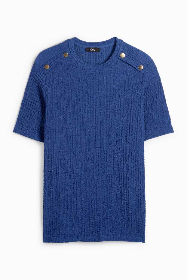 Mujer - Camiseta - regular fit - con textura - azul oscuro