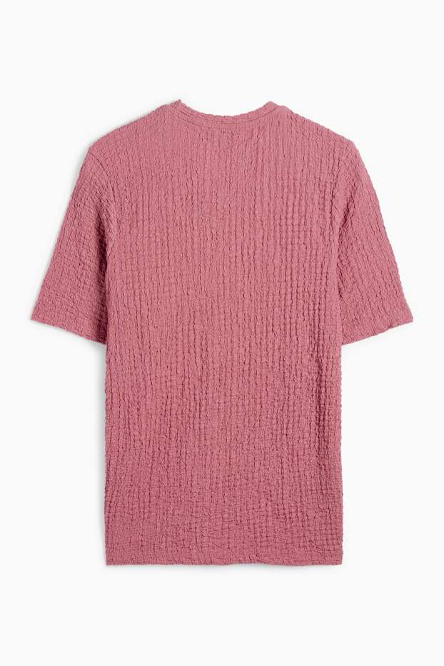 Damen - T-Shirt - Regular Fit - strukturiert - dunkelrosa