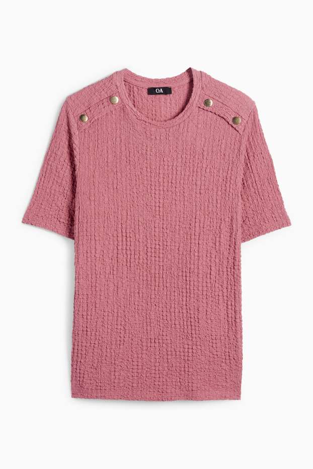 Damen - T-Shirt - Regular Fit - strukturiert - dunkelrosa