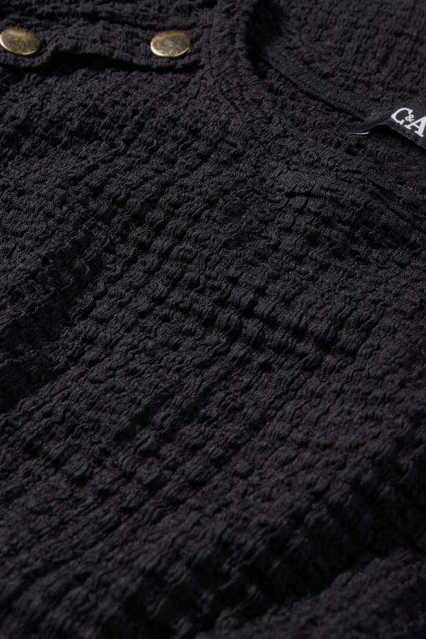 Damen - T-Shirt - Regular Fit - strukturiert - schwarz
