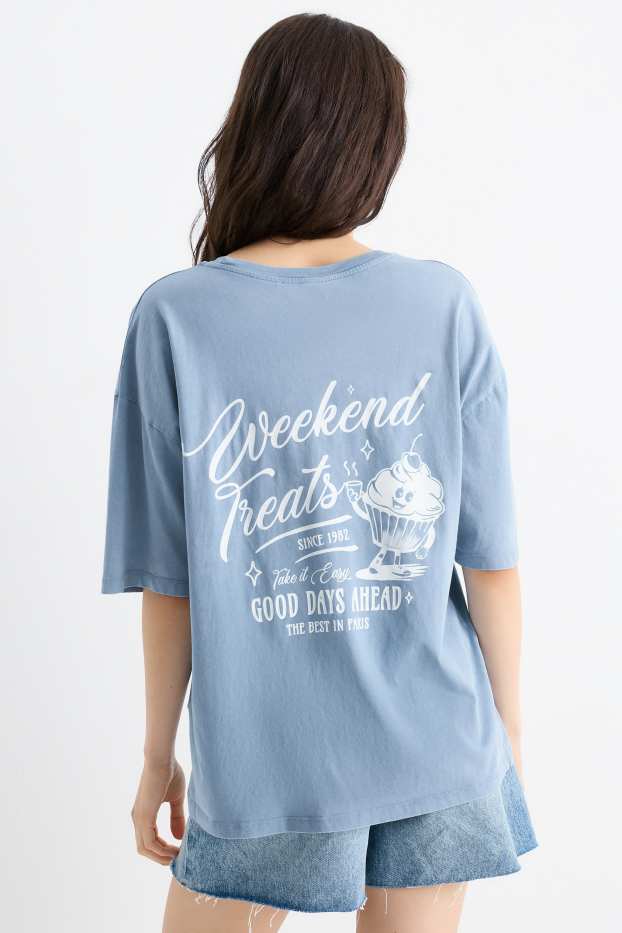 Dámské - Tričko - oversized - světle modrá