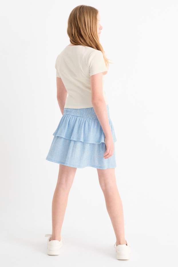 Kinderen: meisjes - Cinnamoroll - set - T-shirt en rok - 2-delig - blauw / crèmekleurig