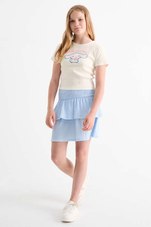 Kinderen: meisjes - Cinnamoroll - set - T-shirt en rok - 2-delig - blauw / crèmekleurig